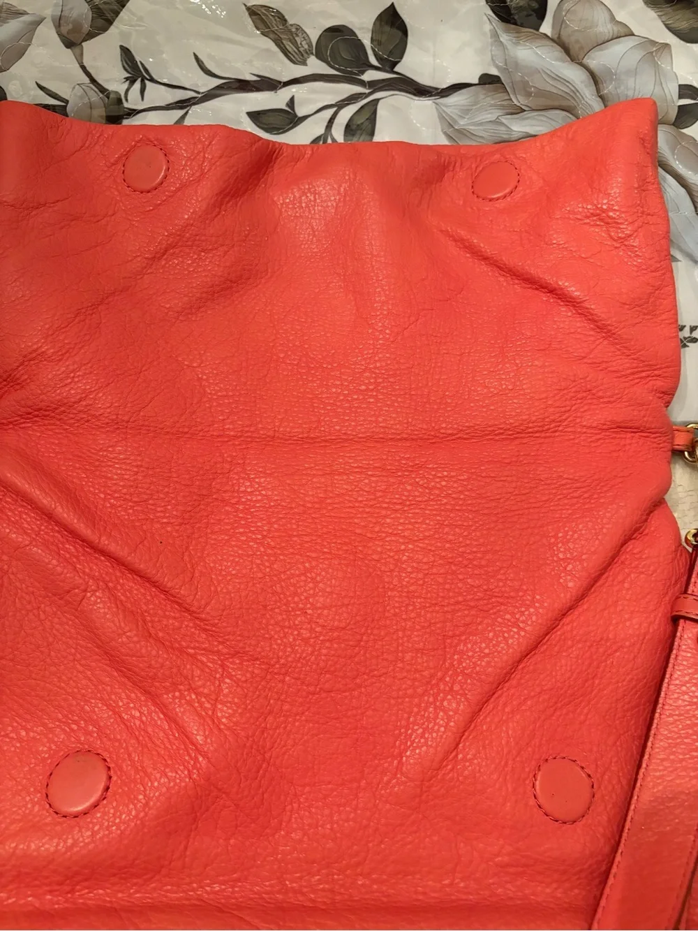 Tory Burch Coral Pink Leather Shoulder Bag with Logo Accent and Adjustable Strap